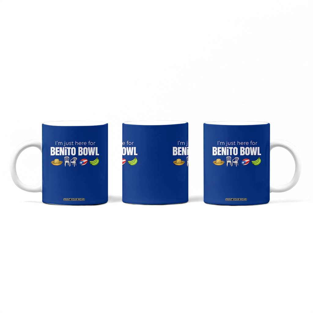 I'm Just Here for the Benito Bowl Funny Puerto Rican Game Day Coffee Mug Plantains Chairs and Flag Music Fans TS02 Print Your Wear
