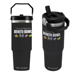 I'm Just Here for the Benito Bowl Funny Puerto Rican Game Day Flip Straw Tumbler Plantains Chairs and Flag Music Fans TS02 One Size: 30 oz Black Print Your Wear