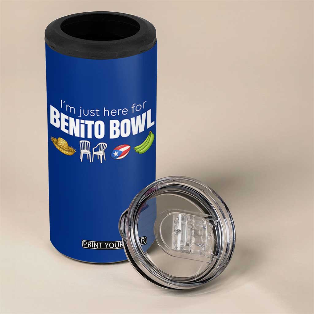I'm Just Here for the Benito Bowl Funny Puerto Rican Game Day 4 in 1 Can Cooler Tumbler Plantains Chairs and Flag Music Fans TS02 Print Your Wear