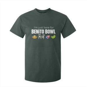 I'm Just Here for the Benito Bowl Funny Puerto Rican Game Day T Shirt For Kid Plantains Chairs and Flag Music Fans TS02 Dark Forest Green Print Your Wear