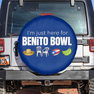 I'm Just Here for the Benito Bowl Funny Puerto Rican Game Day Spare Tire Cover Plantains Chairs and Flag Music Fans TS02 No hole Royal Blue Print Your Wear