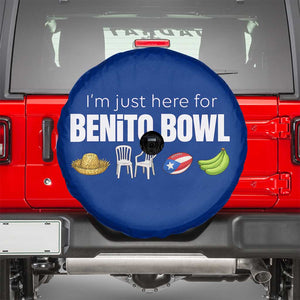 I'm Just Here for the Benito Bowl Funny Puerto Rican Game Day Spare Tire Cover Plantains Chairs and Flag Music Fans TS02 Royal Blue Print Your Wear