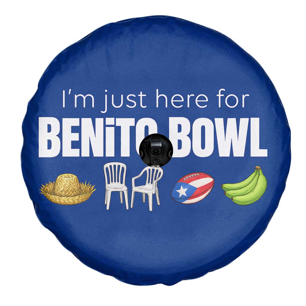 I'm Just Here for the Benito Bowl Funny Puerto Rican Game Day Spare Tire Cover Plantains Chairs and Flag Music Fans TS02 Print Your Wear