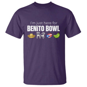 I'm Just Here for the Benito Bowl Funny Puerto Rican Game Day T Shirt Plantains Chairs and Flag Music Fans TS02 Purple Print Your Wear