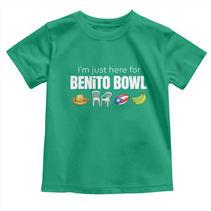 I'm Just Here for the Benito Bowl Funny Puerto Rican Game Day Toddler T Shirt Plantains Chairs and Flag Music Fans TS02 Irish Green Print Your Wear
