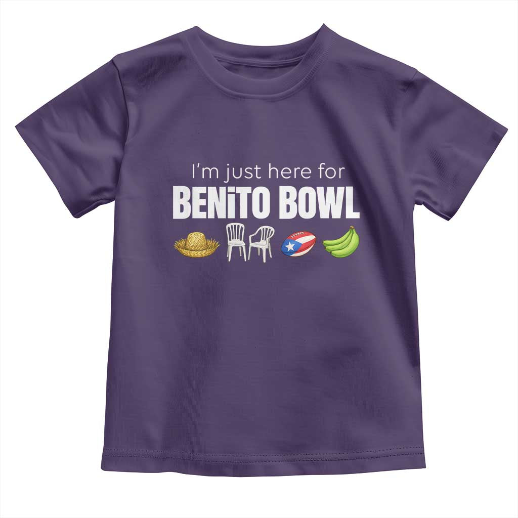 I'm Just Here for the Benito Bowl Funny Puerto Rican Game Day Toddler T Shirt Plantains Chairs and Flag Music Fans TS02 Purple Print Your Wear