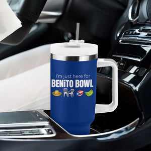I'm Just Here for the Benito Bowl Funny Puerto Rican Game Day Tumbler With Handle Plantains Chairs and Flag Music Fans TS02 Print Your Wear