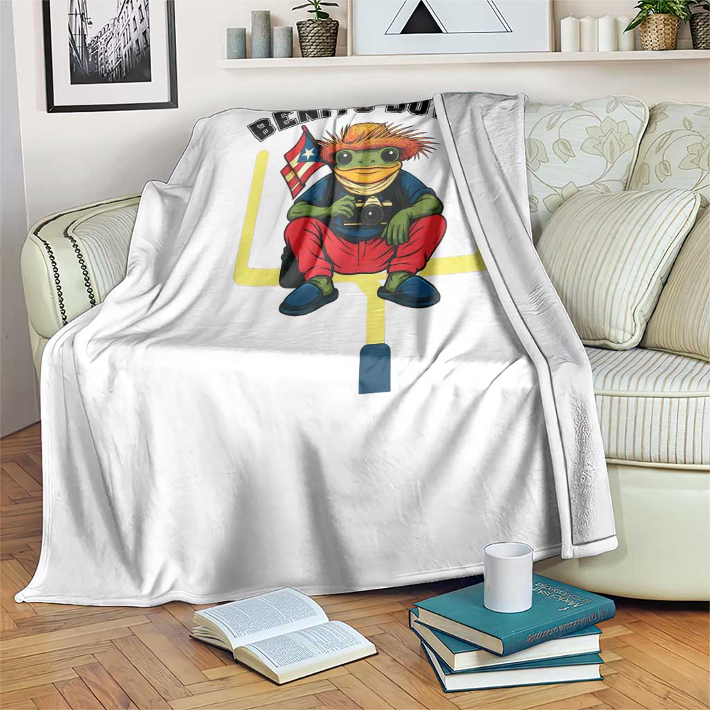 Benito Bowl Coquí Frog Football Throw Blanket Funny Puerto Rico Flag Game Day Music Fans TS02 Print Your Wear