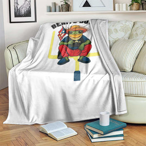 Benito Bowl Coquí Frog Football Throw Blanket Funny Puerto Rico Flag Game Day Music Fans TS02 Print Your Wear