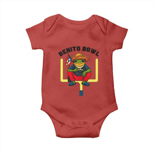 Benito Bowl Coquí Frog Football Baby Onesie Funny Puerto Rico Flag Game Day Music Fans TS02 Red Print Your Wear