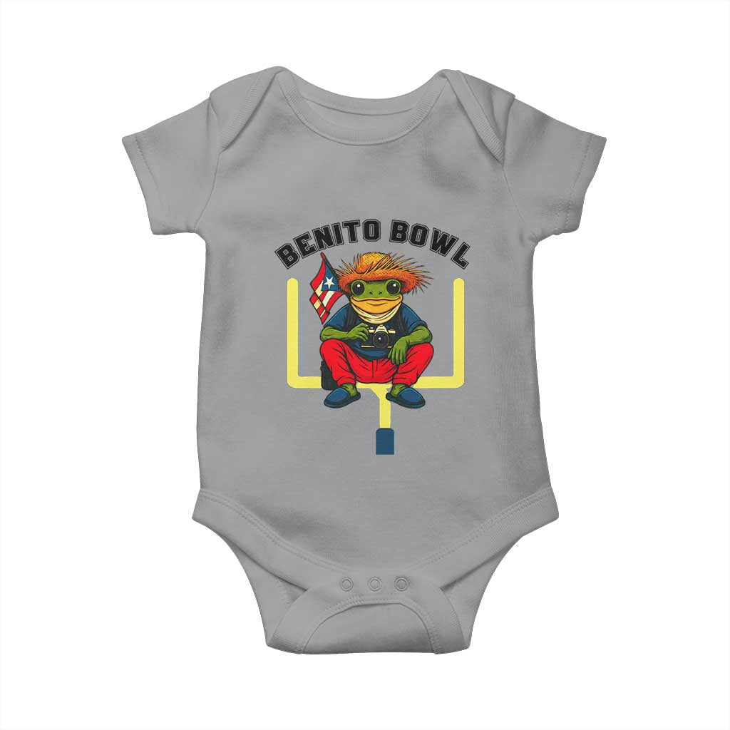 Benito Bowl Coquí Frog Football Baby Onesie Funny Puerto Rico Flag Game Day Music Fans TS02 Sport Gray Print Your Wear