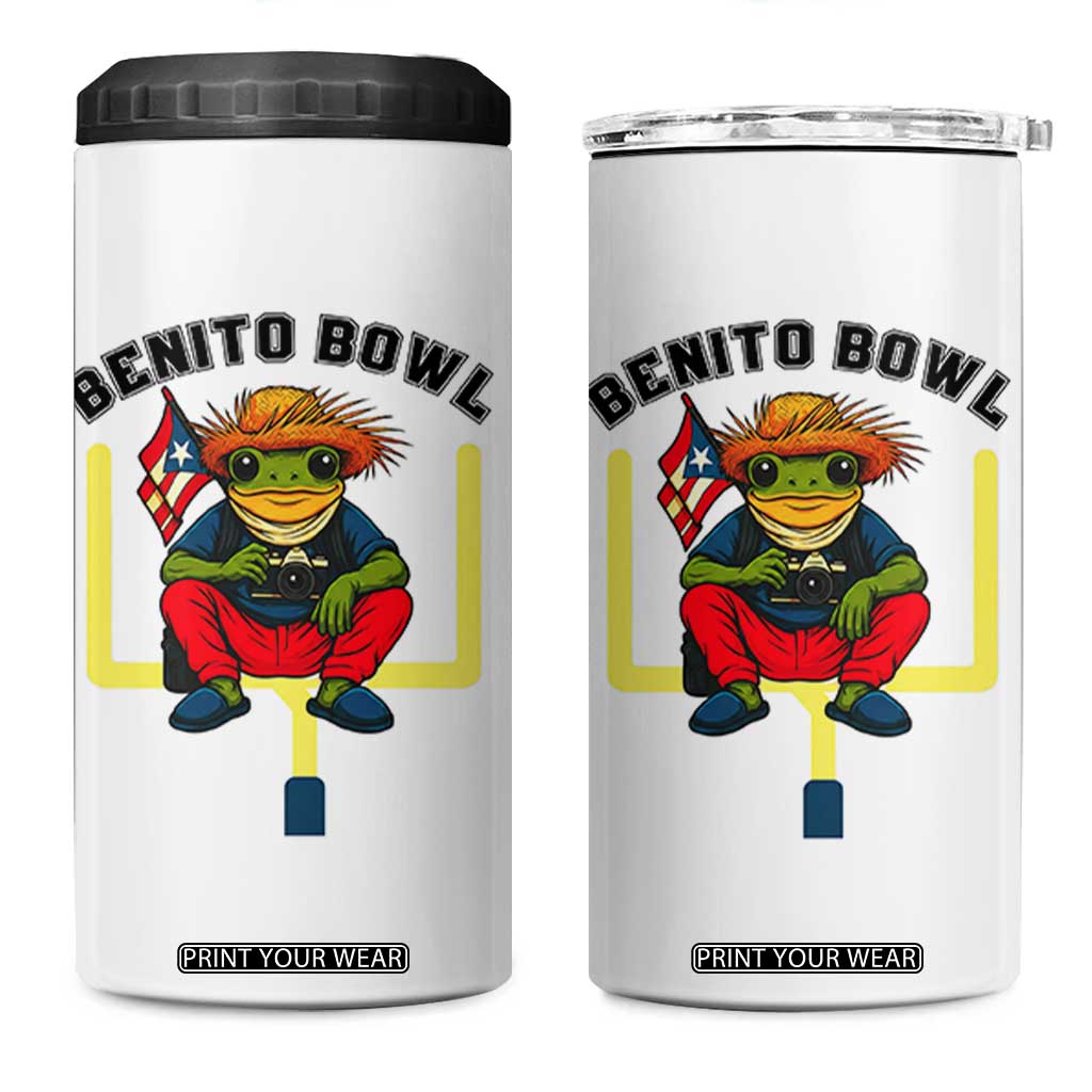 Benito Bowl Coquí Frog Football 4 in 1 Can Cooler Tumbler Funny Puerto Rico Flag Game Day Music Fans TS02 One Size: 16 oz White Print Your Wear