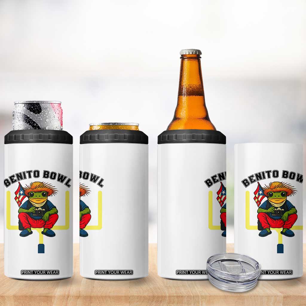 Benito Bowl Coquí Frog Football 4 in 1 Can Cooler Tumbler Funny Puerto Rico Flag Game Day Music Fans TS02 Print Your Wear