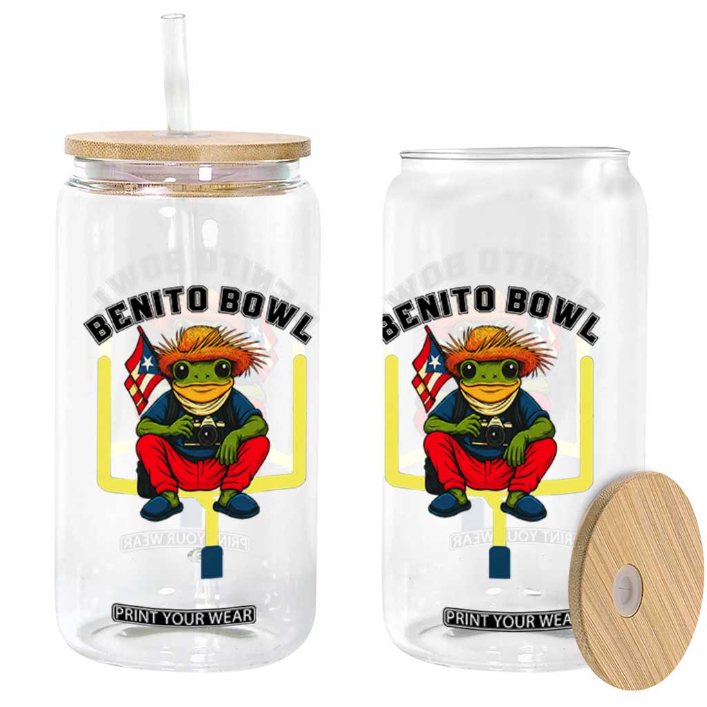 Benito Bowl Coquí Frog Football Glass Can Funny Puerto Rico Flag Game Day Music Fans TS02 Print Your Wear