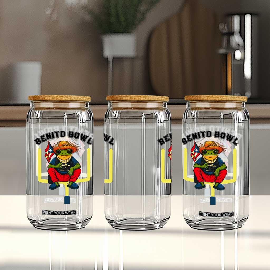 Benito Bowl Coquí Frog Football Glass Can Funny Puerto Rico Flag Game Day Music Fans TS02 Print Your Wear
