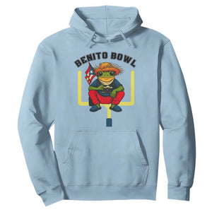 Benito Bowl Coquí Frog Football Hoodie Funny Puerto Rico Flag Game Day Music Fans TS02 Light Blue Print Your Wear