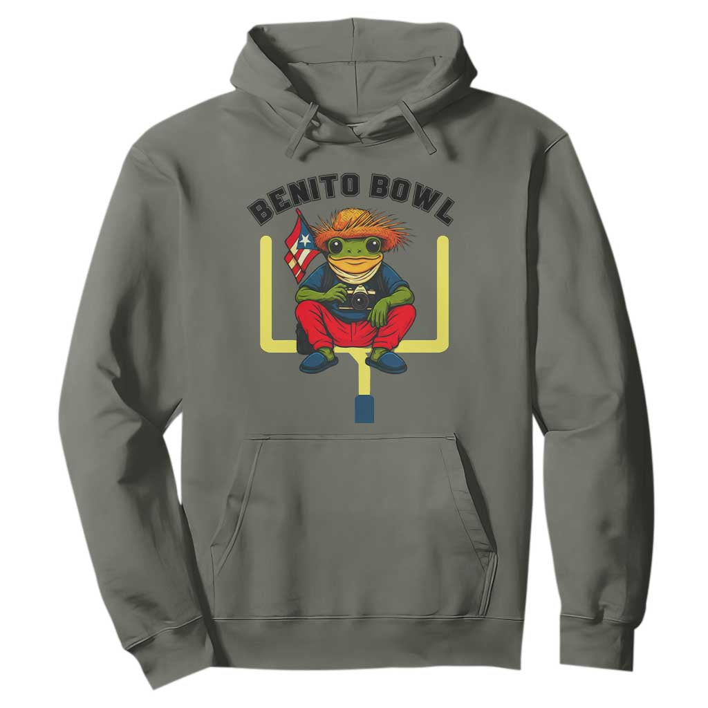 Benito Bowl Coquí Frog Football Hoodie Funny Puerto Rico Flag Game Day Music Fans TS02 Military Green Print Your Wear