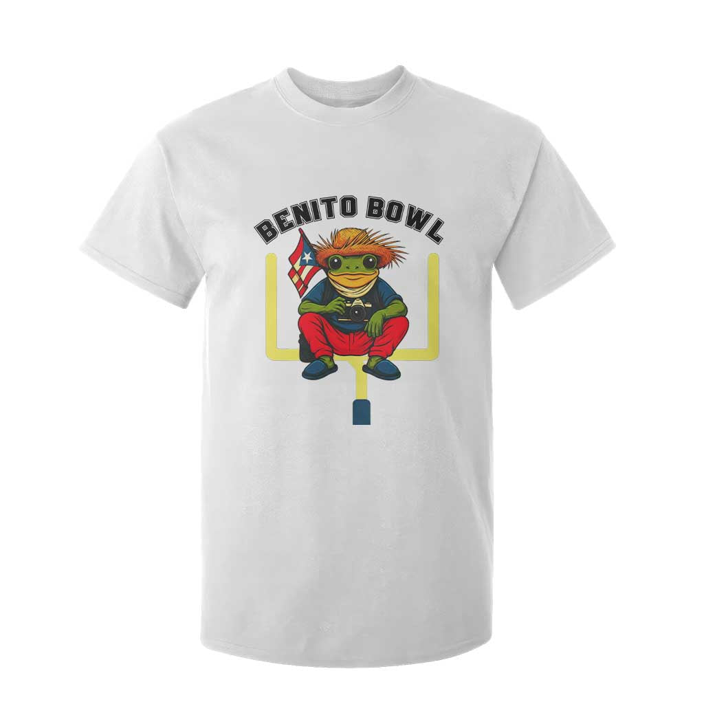 Benito Bowl Coquí Frog Football T Shirt For Kid Funny Puerto Rico Flag Game Day Music Fans TS02 White Print Your Wear