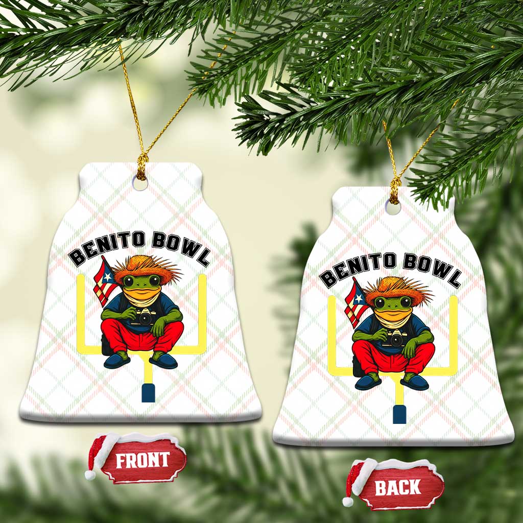 Benito Bowl Coquí Frog Football Ceramic Ornament Funny Puerto Rico Flag Game Day Music Fans TS02 Print Your Wear