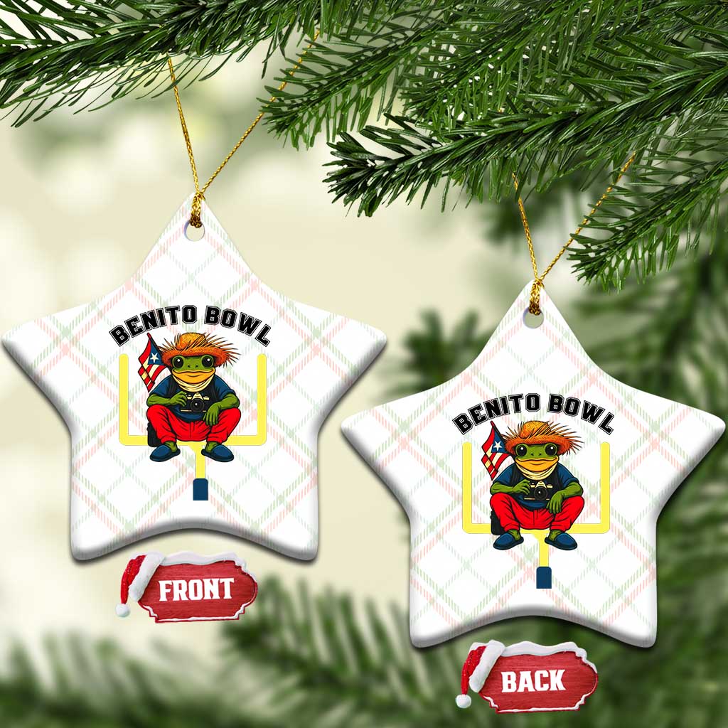 Benito Bowl Coquí Frog Football Ceramic Ornament Funny Puerto Rico Flag Game Day Music Fans TS02 Print Your Wear