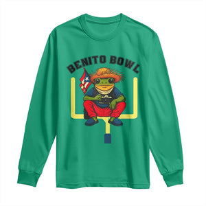Benito Bowl Coquí Frog Football Long Sleeve Shirt Funny Puerto Rico Flag Game Day Music Fans TS02 Irish Green Print Your Wear