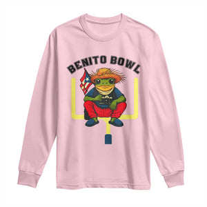 Benito Bowl Coquí Frog Football Long Sleeve Shirt Funny Puerto Rico Flag Game Day Music Fans TS02 Light Pink Print Your Wear