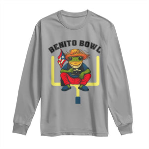 Benito Bowl Coquí Frog Football Long Sleeve Shirt Funny Puerto Rico Flag Game Day Music Fans TS02 Sport Gray Print Your Wear