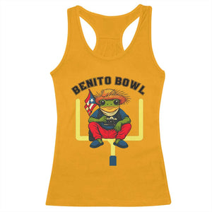 Benito Bowl Coquí Frog Football Racerback Tank Top Funny Puerto Rico Flag Game Day Music Fans TS02 Gold Print Your Wear