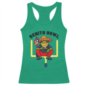 Benito Bowl Coquí Frog Football Racerback Tank Top Funny Puerto Rico Flag Game Day Music Fans TS02 Irish Green Print Your Wear