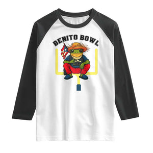 Benito Bowl Coquí Frog Football Raglan Shirt Funny Puerto Rico Flag Game Day Music Fans TS02 White Black Print Your Wear