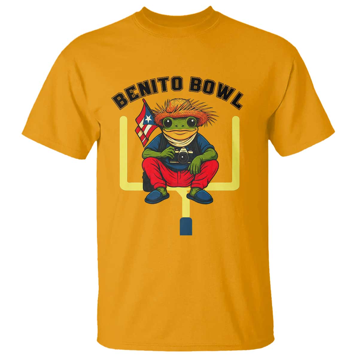 Benito Bowl Coquí Frog Football T Shirt Funny Puerto Rico Flag Game Day Music Fans TS02 Gold Print Your Wear