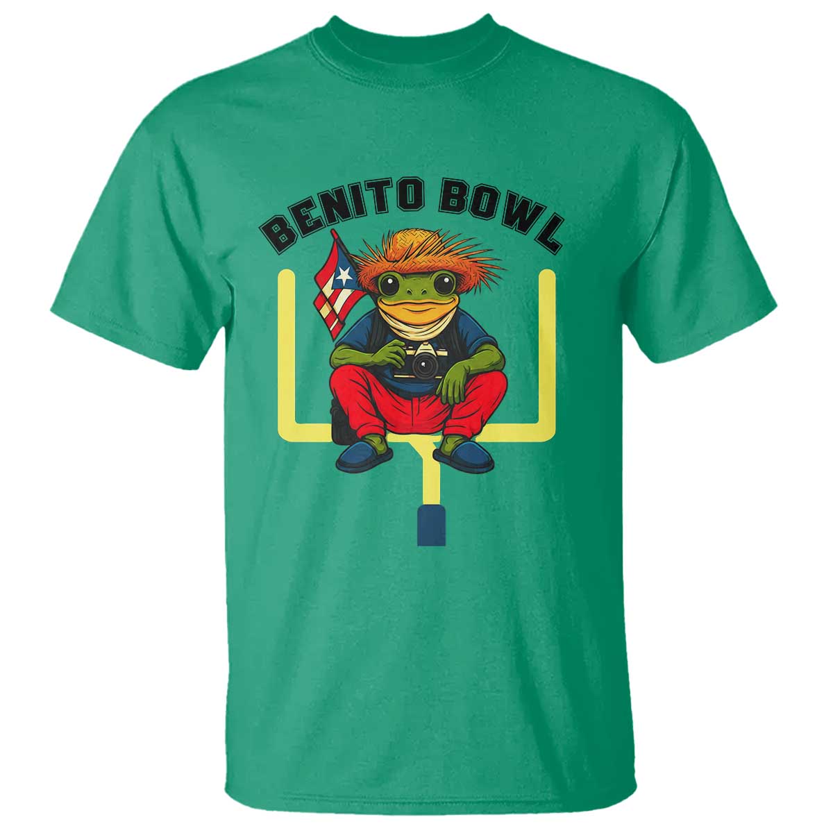 Benito Bowl Coquí Frog Football T Shirt Funny Puerto Rico Flag Game Day Music Fans TS02 Irish Green Print Your Wear