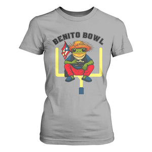 Benito Bowl Coquí Frog Football T Shirt For Women Funny Puerto Rico Flag Game Day Music Fans TS02 Sport Gray Print Your Wear