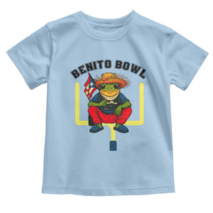 Benito Bowl Coquí Frog Football Toddler T Shirt Funny Puerto Rico Flag Game Day Music Fans TS02 Light Blue Print Your Wear