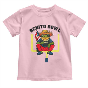 Benito Bowl Coquí Frog Football Toddler T Shirt Funny Puerto Rico Flag Game Day Music Fans TS02 Light Pink Print Your Wear