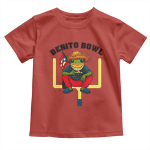 Benito Bowl Coquí Frog Football Toddler T Shirt Funny Puerto Rico Flag Game Day Music Fans TS02 Red Print Your Wear
