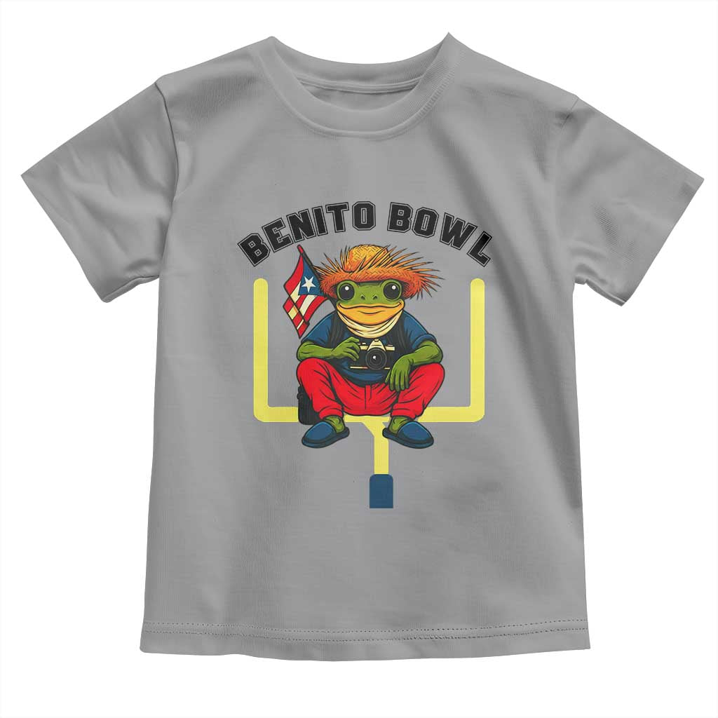 Benito Bowl Coquí Frog Football Toddler T Shirt Funny Puerto Rico Flag Game Day Music Fans TS02 Sport Gray Print Your Wear