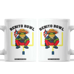 Benito Bowl Coquí Frog Football Coffee Mug Funny Puerto Rico Flag Game Day Music Fans TS02 White Print Your Wear