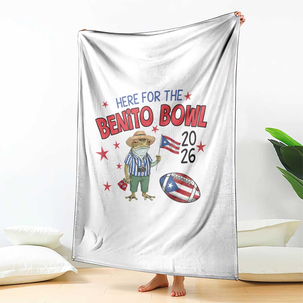 Here for the Benito Bowl 2026 Coquí Frog Throw Blanket Puerto Rican Funny Football Music Fans TS02 Print Your Wear