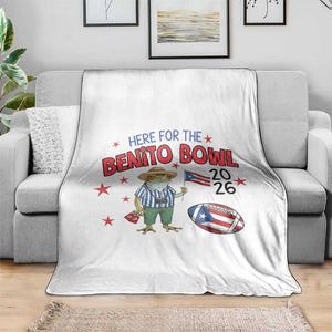 Here for the Benito Bowl 2026 Coquí Frog Throw Blanket Puerto Rican Funny Football Music Fans TS02 Print Your Wear
