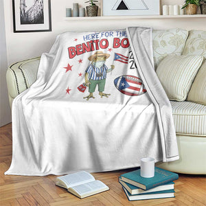 Here for the Benito Bowl 2026 Coquí Frog Throw Blanket Puerto Rican Funny Football Music Fans TS02 Print Your Wear
