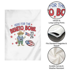 Here for the Benito Bowl 2026 Coquí Frog Garden Flag Puerto Rican Funny Football Music Fans TS02 Print Your Wear