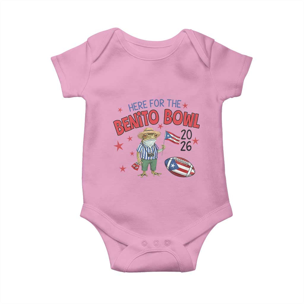Here for the Benito Bowl 2026 Coquí Frog Baby Onesie Puerto Rican Funny Football Music Fans TS02 Light Pink Print Your Wear