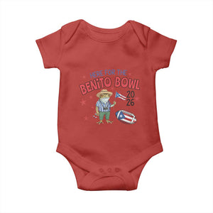 Here for the Benito Bowl 2026 Coquí Frog Baby Onesie Puerto Rican Funny Football Music Fans TS02 Red Print Your Wear