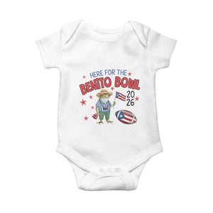 Here for the Benito Bowl 2026 Coquí Frog Baby Onesie Puerto Rican Funny Football Music Fans TS02 White Print Your Wear