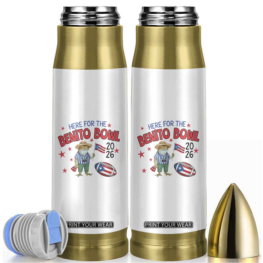 Here for the Benito Bowl 2026 Coquí Frog Bullet Tumbler Puerto Rican Funny Football Music Fans TS02 White Print Your Wear