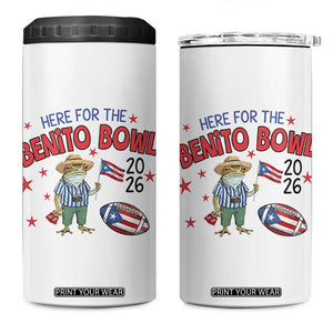 Here for the Benito Bowl 2026 Coquí Frog 4 in 1 Can Cooler Tumbler Puerto Rican Funny Football Music Fans TS02 One Size: 16 oz White Print Your Wear