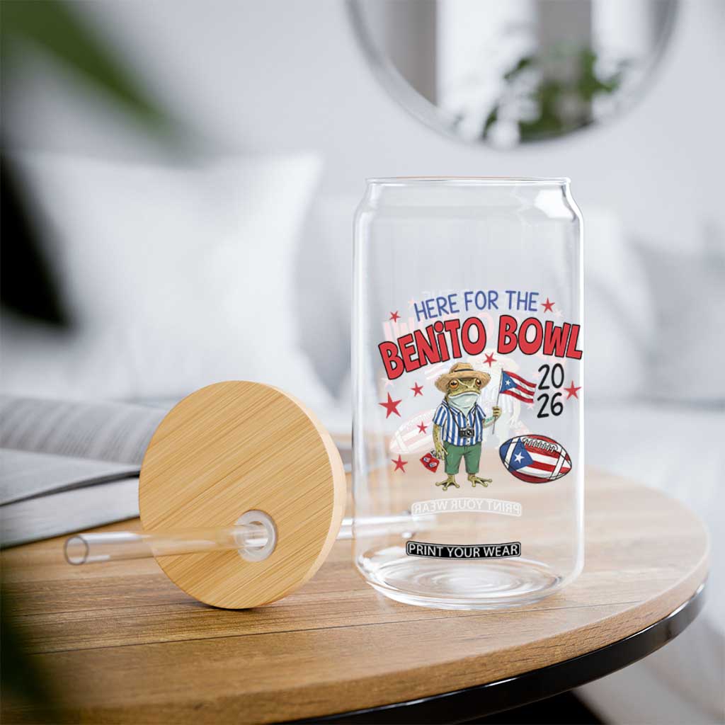Here for the Benito Bowl 2026 Coquí Frog Glass Can Puerto Rican Funny Football Music Fans TS02 Print Your Wear