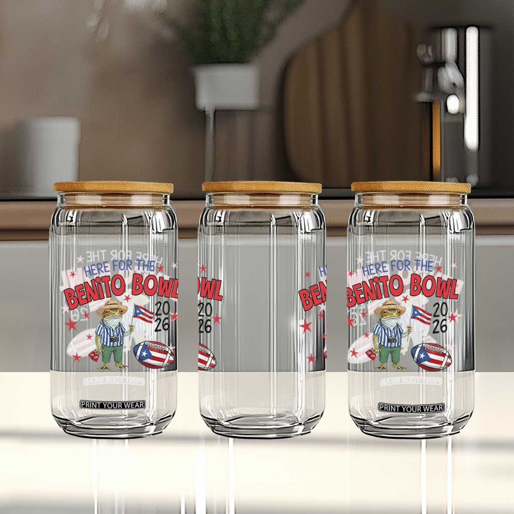Here for the Benito Bowl 2026 Coquí Frog Glass Can Puerto Rican Funny Football Music Fans TS02 Print Your Wear