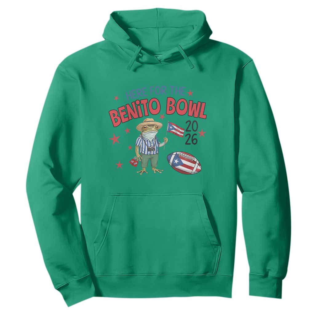 Here for the Benito Bowl 2026 Coquí Frog Hoodie Puerto Rican Funny Football Music Fans TS02 Irish Green Print Your Wear
